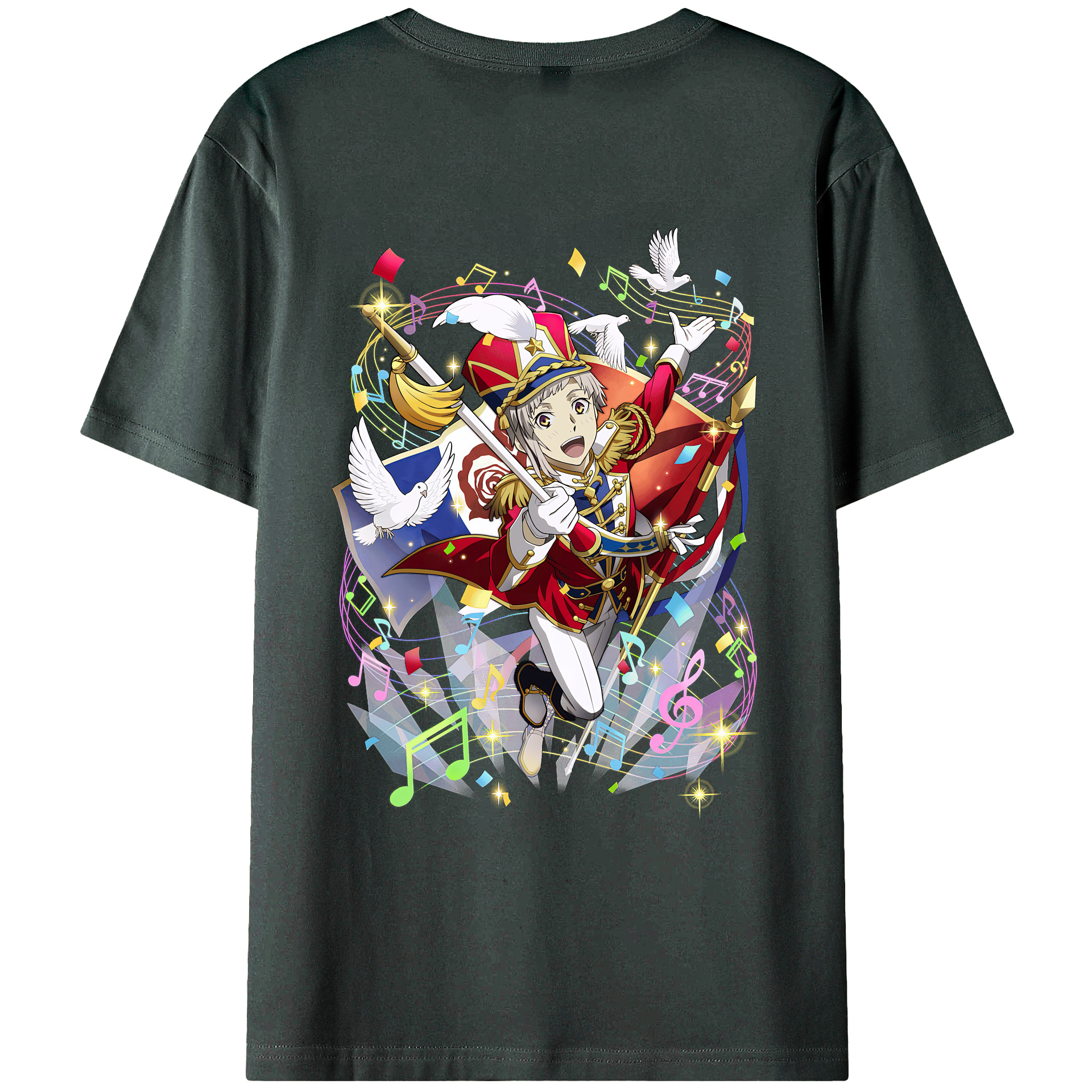 （画像用） 文豪ストレイドッグス Bungo Stray Dogs 綿100％ メンズ半袖Tシャツ（バックプリント） 通気性